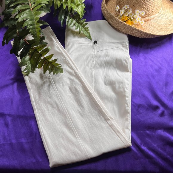 📌Canda White Stretch Skinny Pants with Wide Comfy Elastic Waistline - Picture 1 of 16